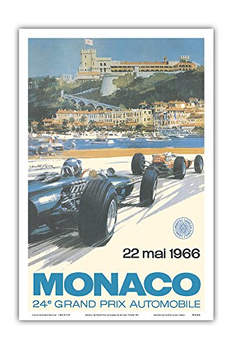 24th Monaco Car Racing Grand Prix - Circuit de Monaco, Monte Carlo - Vintage Car Racing Poster by Michael Turner c.1966 - Master Art Print 12in x 18in