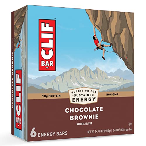 CLIF BARS - Energy Bars - Chocolate Brownie - Made with Organic Oats - Plant Based Food - Vegetarian - Kosher (2.4 Ounce Protein Bars, 6 Count) (Packaging May Vary)