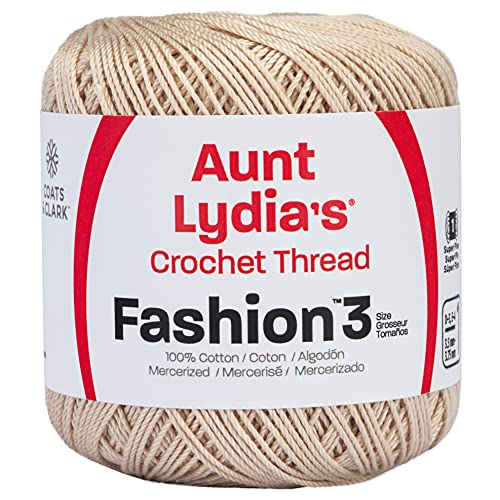 Coats Crochet Aunt Lydia's Fashion Crochet, Cotton Size 3, Natural (182-226)